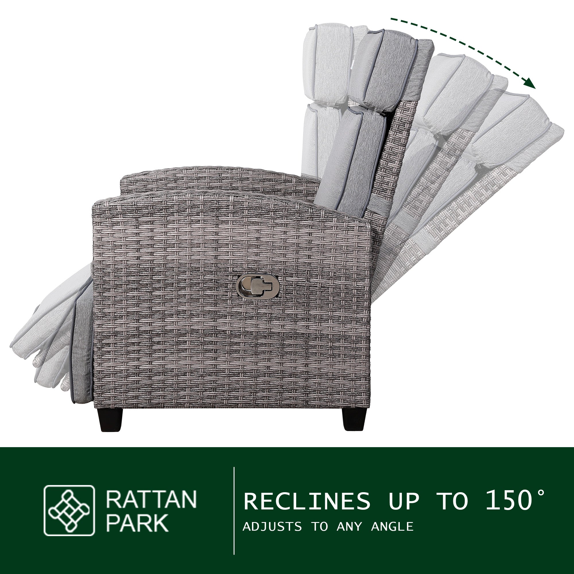 Rose Range Reclining Armchair with Flip Table in Grey Weave and Grey Cushion