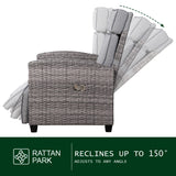 Rose Range Reclining Armchair with Flip Table in Grey Weave and Grey Cushion