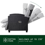 Durley Range Reclining Armchair with Flip Table in Dark Brown Weave and Grey Cushion