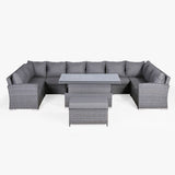 Victoria High Back Large U-Shape Corner Sofa Set with Rising Table in Slate Grey Weave(#531)