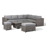 Cambridge Modular Corner Sofa Set With Rising Table in Grey Set up left or right handed