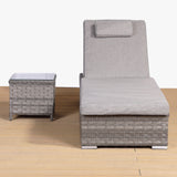 Rattan Park Winchester Range Lounger with Side Table in Grey Weave and Cushion (#23016)