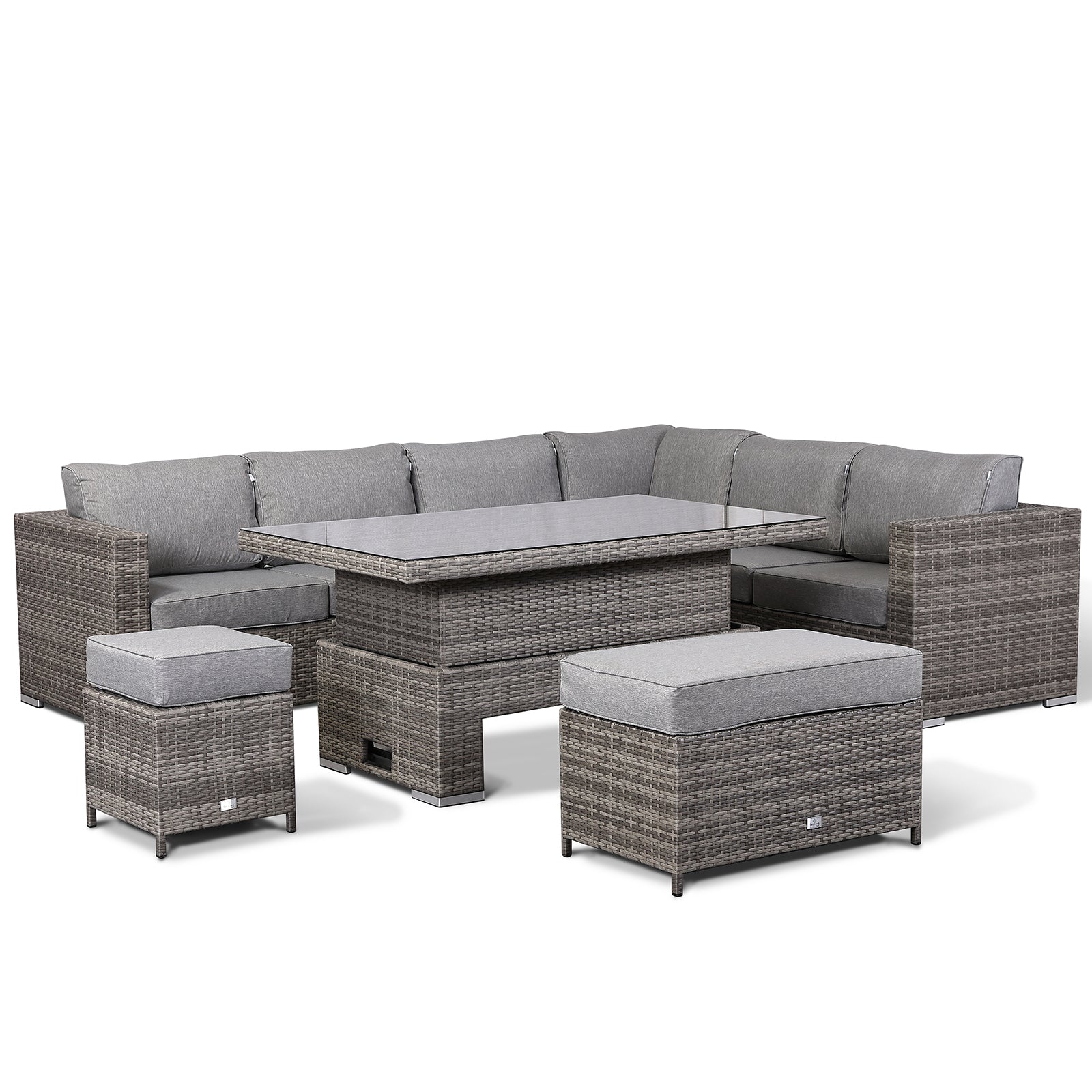 Cambridge Modular Corner Sofa Set With Rising Table in Grey Set up left or right handed