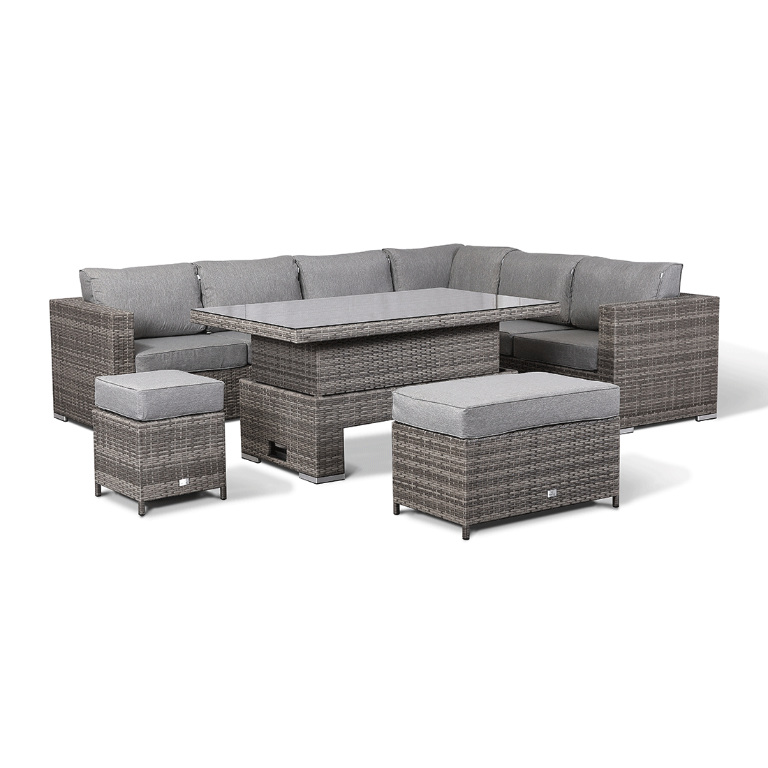 Cambridge Modular Corner Sofa Set With Rising Table in Grey Set up left or right handed
