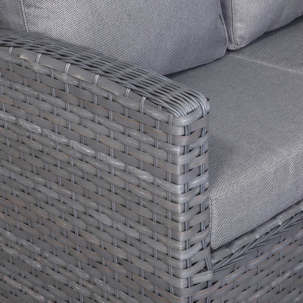 Victoria High Back Large U-Shape Corner Sofa Set with Rising Table in Slate Grey Weave(#531)