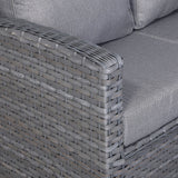 Victoria High Back Large U-Shape Corner Sofa Set with Rising Table in Slate Grey Weave(#531)