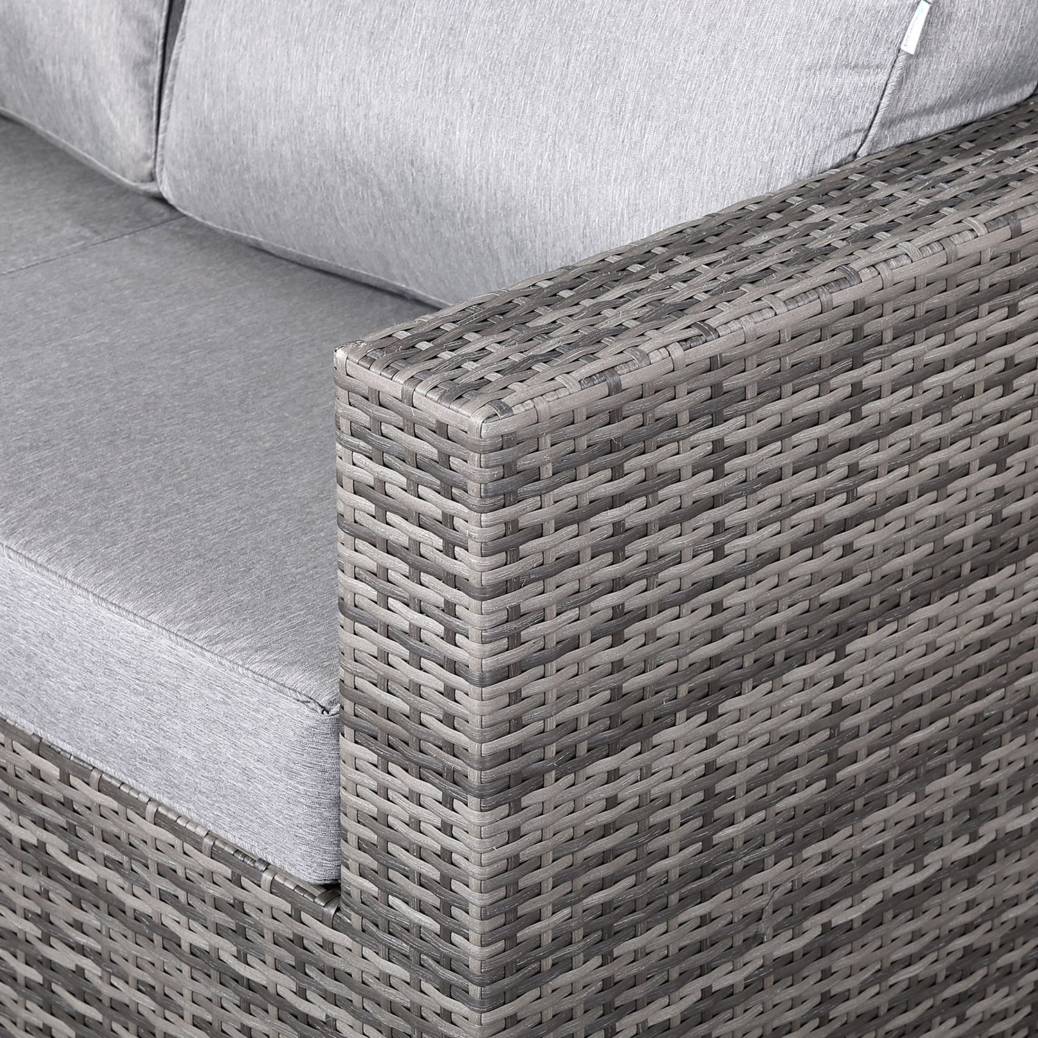 Cambridge U-Shape Modular Corner Sofa Set with Rising Table in Stone Browne Grey Weave(#431)