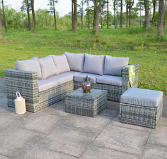 A1 Rose Self Assembly Range Square Corner Sofa Set With Coffee Table In Grey Weave A1