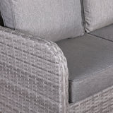 Sicily Aluminium High Back Round Corner Set with Rising Table and Two Chairs in Grey Weave(#911)