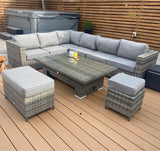 Cambridge Modular Corner Sofa Set With Rising Table in Grey Set up left or right handed