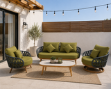 Pre Order_Luna Range Olive Green & Anthracite Rope Sofa Set | Premium Outdoor Lounge Furniture