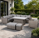 Cambridge Modular Corner Sofa Set With Rising Table and Arm Chair in Grey Set up left or right handed