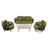 Pre Order_Luna Range Olive Green & Anthracite Rope Sofa Set | Premium Outdoor Lounge Furniture
