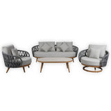 Pre Order_Luna Range White & Anthracite Rope Sofa Set | Premium Outdoor Lounge Furniture