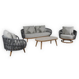 Pre Order_Luna Range Olive Green & Anthracite Rope Sofa Set | Premium Outdoor Lounge Furniture