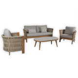 Pre Order_Orion Range Natural Rope & Wood-Effect Aluminium Sofa Set | Premium Outdoor Lounge Furniture