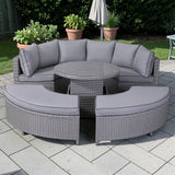 Pre Order_Sicily Aluminium Large Sofa Daybed/ Dining Set in Grey Mixed Weave(#918)