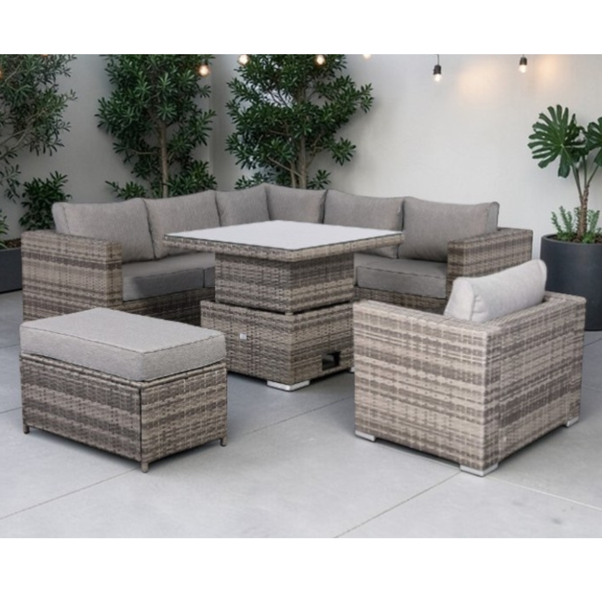 Cambridge Rattan Rising Table Rattan Park Cambridge Square Corner Sofa Set with Rising Table & Arm ...