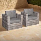 Charing Range Pair of Arm Chairs Arm Chair in beige weave and grey cushions