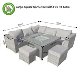 Rattan Park Rose Range Corner Set with Charcoal Square High fire pit table and 2 Stools