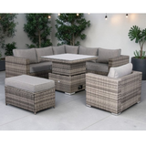 Cambridge Square Corner Sofa Set with Rising Table &  Arm Chair in Stone Browne Grey weave（#411+4AC）