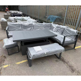 FB706 | Halo Range Right Hand Aluminium Corner Set with Rising Table in Charcoal