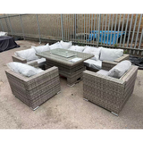 FB705 | Cambridge Lhf Corner Sofa Set With Fire Pit Table and Two Arm Chairs in Grey