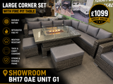 FB682 | Cambridge Modular Corner with Fire Pit Table in Stone Browne Grey Weave(#420F) (Copy)