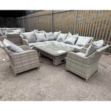 FB704 | Sicily Elite Left Hand Corner Set with Rising Table and Two Chairs in Grey Weave