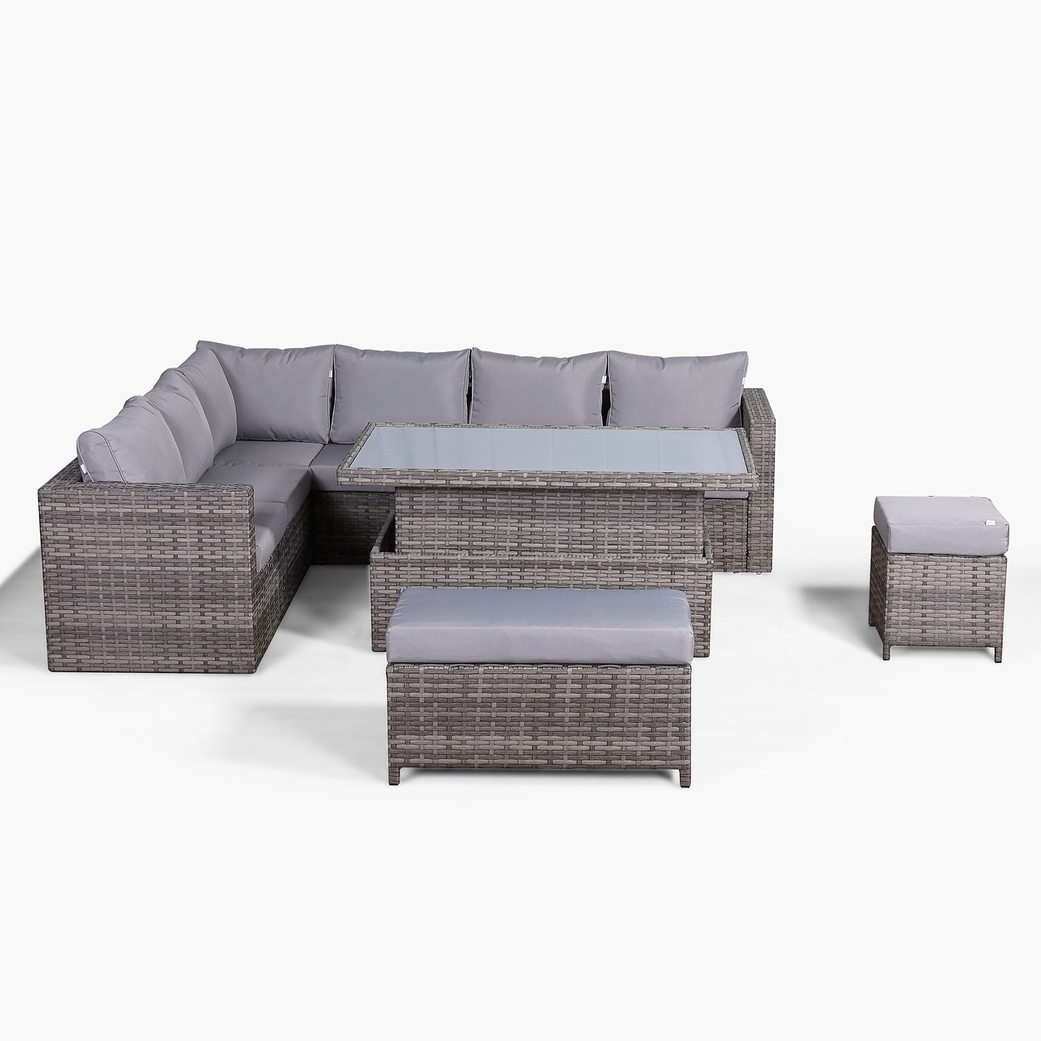 Colette Range Left Hand Corner Sofa with Rising Table in Medium Grey Weave