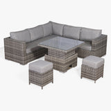 Cambridge 2023 Square Corner Sofa Set with Rising Table in Stone Browne Grey weave (RP10)