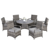 Cambridge Round Dining Table with 6 Chairs in Grey Weave (#408)