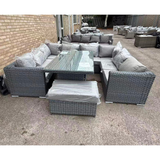 FB701 | Isobella Range Large Modular U-Shape Corner Set with Rising Table in Slate Grey Weave