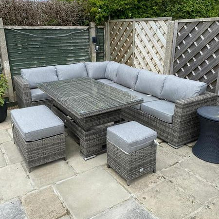 Cambridge Rattan Rising Table Cambridge Modular Corner With Rising Table in Stone Browne Grey weave ...