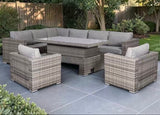 Cambridge Modular Corner Sofa Set With Rising Table and Two Arm Chairs in Grey