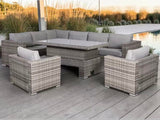 Cambridge Modular Corner Sofa Set With Rising Table and Two Arm Chairs in Grey