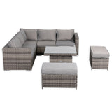 Cambridge Square Corner Sofa Set with Rising Table in Stone Browne Grey weave（#411-2）