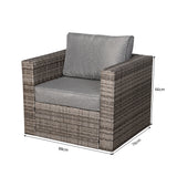 Roma Range Single Arm Chair in grey weave and grey cushions