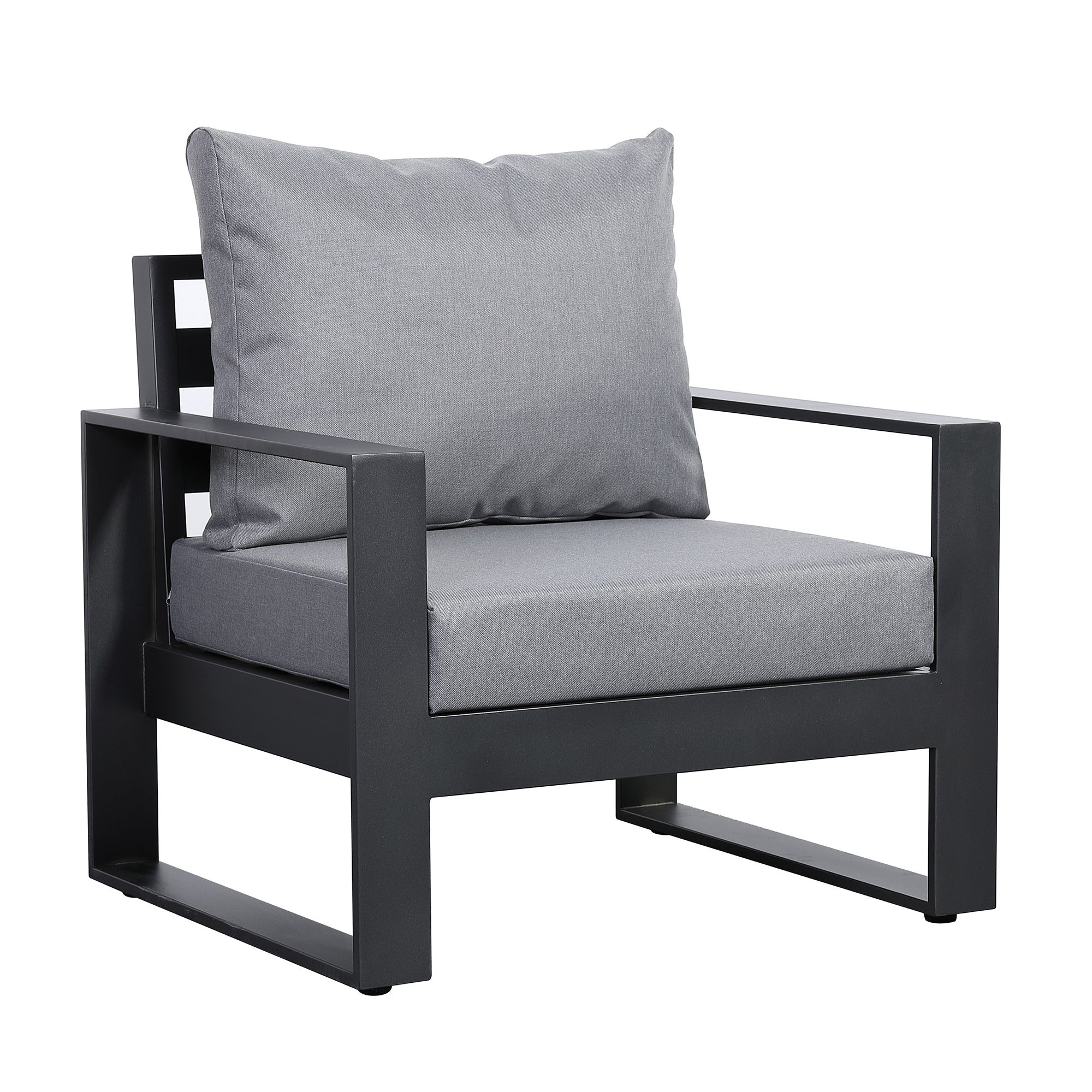 Halo Range Single Arm Chair - Charcoal Aluminium Frame with Grey cushions