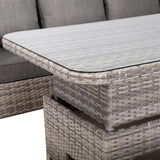 Sicily Aluminium High Back Left Hand Corner Set with Rising Table in Grey Weave