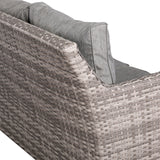 Rattan Park Sicily Aluminium Left Hand Corner Set with Rising Table in Grey Weave