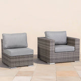 Cambridge Range Arm Chair and Armless  in stone Browne Grey weave