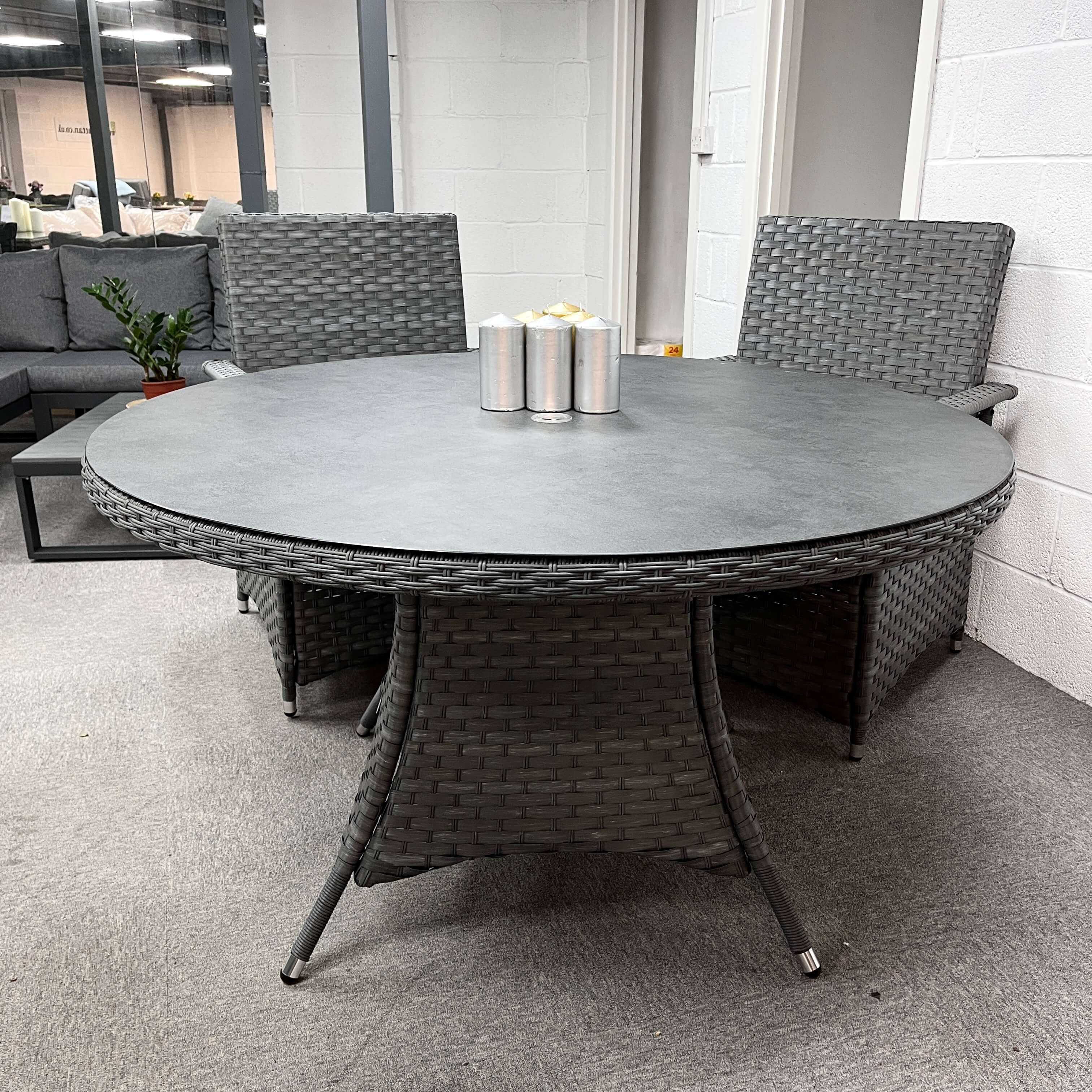 Victoria Range Round Dining Set Table with Chairs in Slate Grey