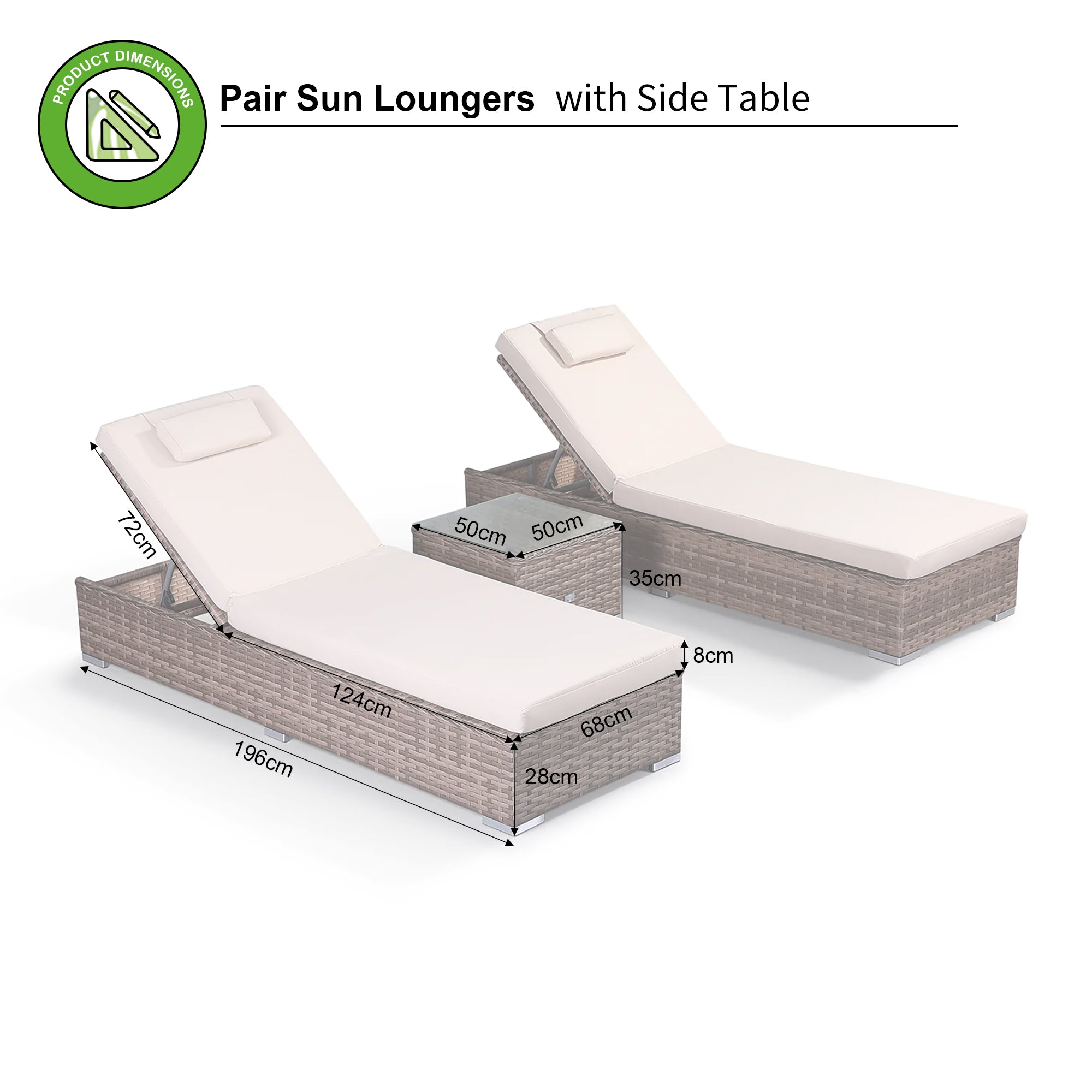 Beige discount sun loungers