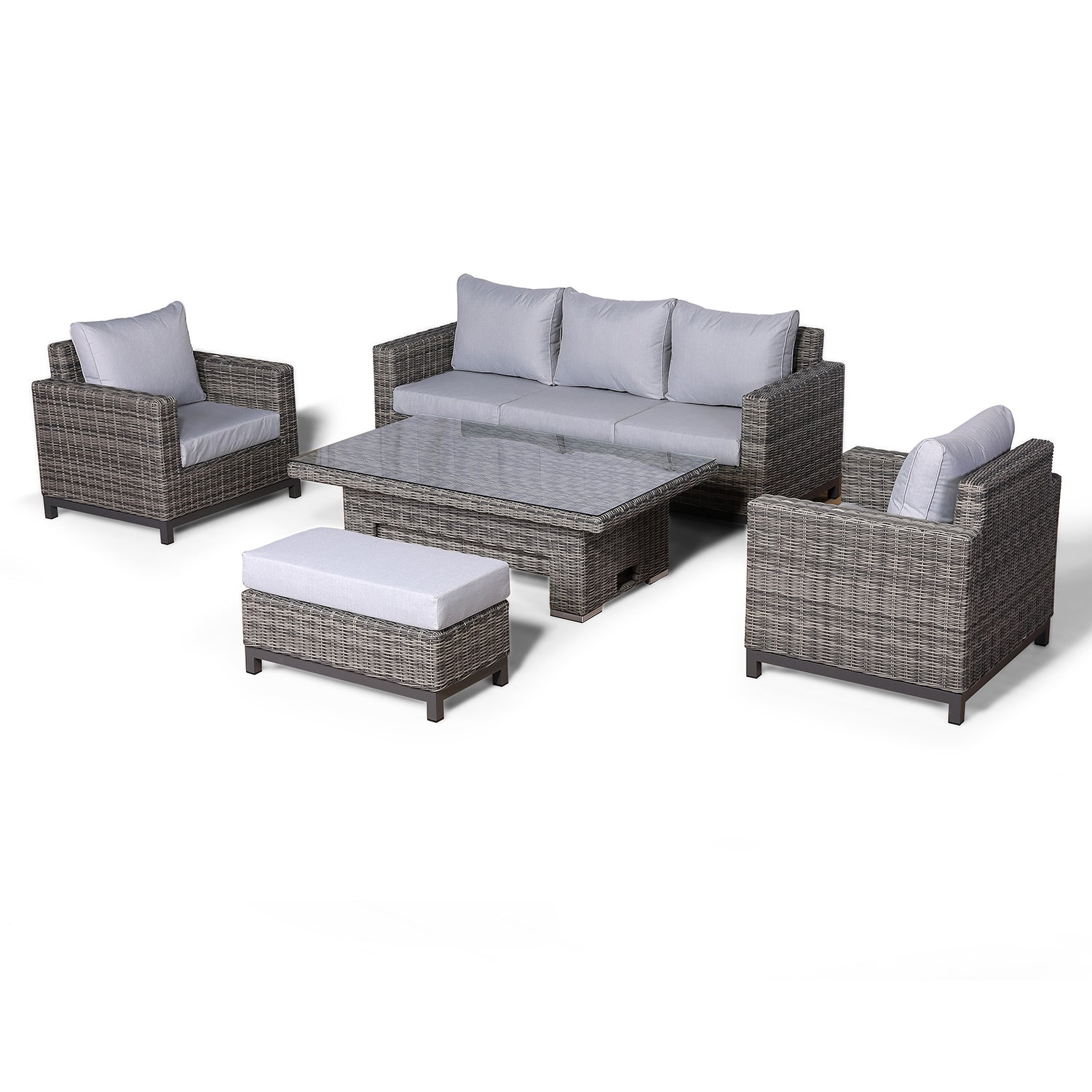 Windsor Range Large Sofa Set with Aluminium Leg in Half Round Grey (#23203) CR004