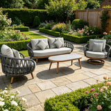 Pre Order_Luna Range White & Anthracite Rope Sofa Set | Premium Outdoor Lounge Furniture