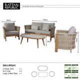 Pre Order_Orion Range Natural Rope & Wood-Effect Aluminium Sofa Set | Premium Outdoor Lounge Furniture