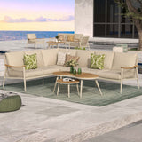 Pre Order....Berne Range Modular Corner Sofa Rope Set with 2 Coffee Tables with Teak Wood Top