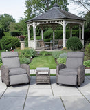 Rose Range Reclining Armchair with Flip Table in Grey Weave and Grey Cushion