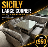 FB690 | Sicily Elite Left Hand Corner Set with Rising Table  in Grey Weave